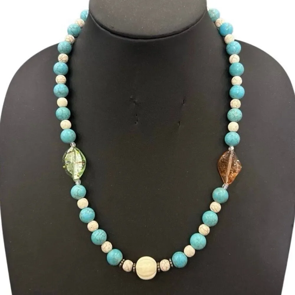 Vintage Beaded Statement Necklace Women's 22